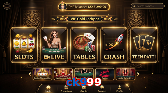 Main screen of Ck999 casino page for PK players