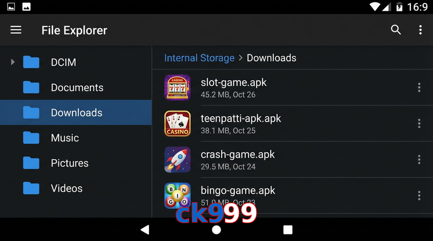 Main screen of Ck999 gameapk page for PK players
